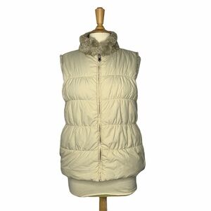 Dylan By True Grit Sherpa Quilted Vest Tan Medium
